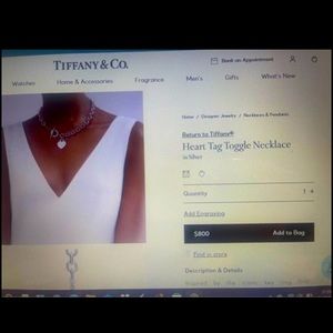 Tiffany & Co 16” long Heart Tag Toggle Necklace- Large Heart
